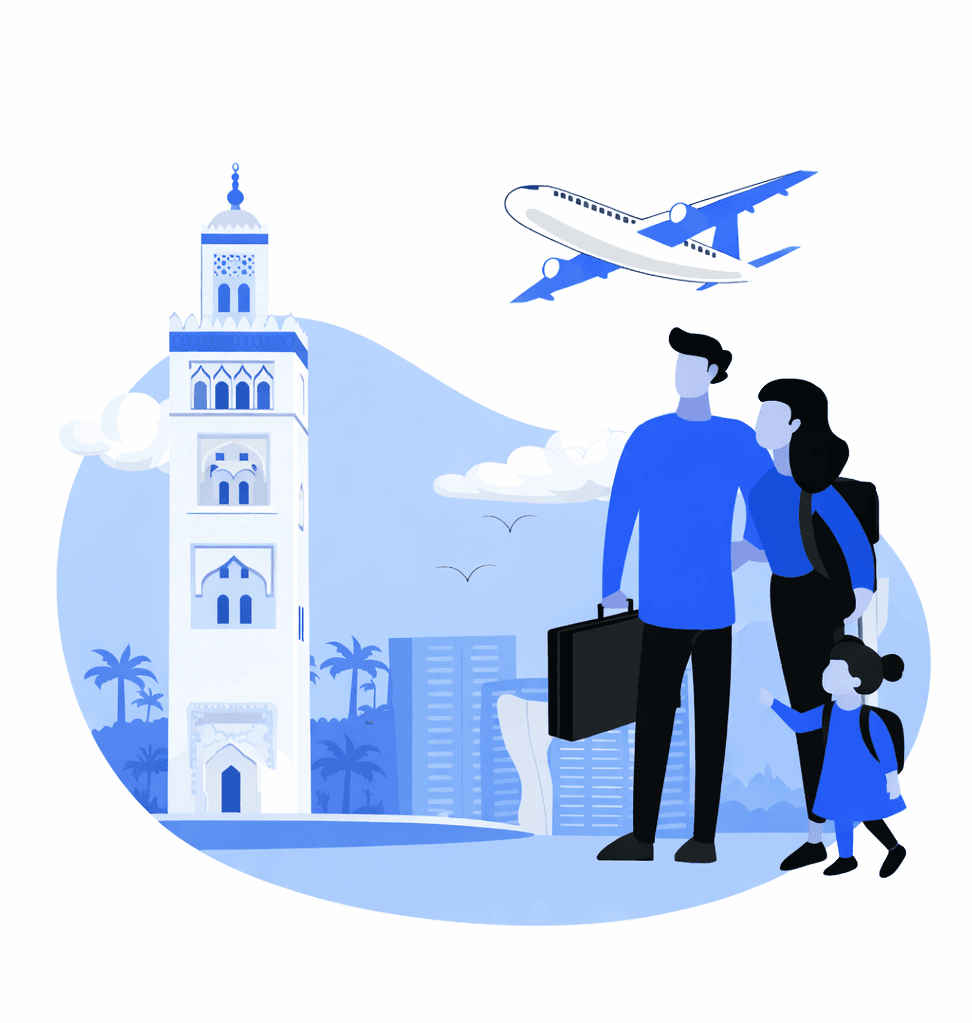 Family journey by Koutoubia Mosque